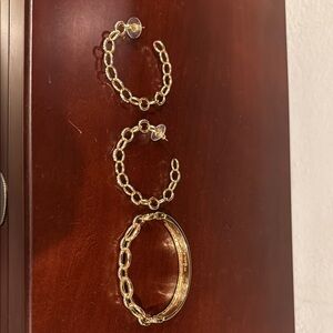 Lilly Pulitzer Gold Braided Bracelet and Earring set